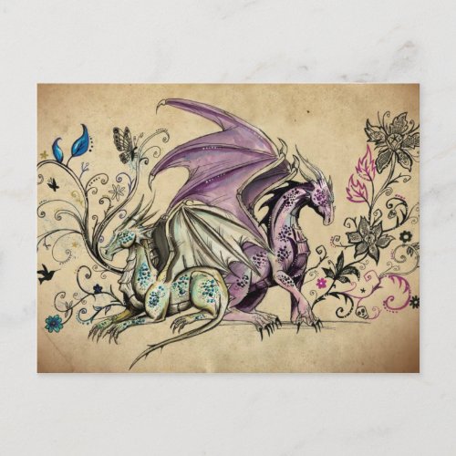 Les dragons fleuris _ postcard