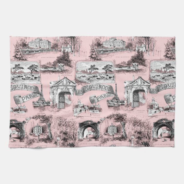 Les Environs de Paris ~ Dauphine Pink Towel (Horizontal)