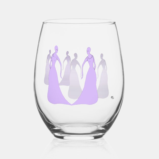 Les Femmes 16 oz. Stemless Wine Glass Lavender (Front)