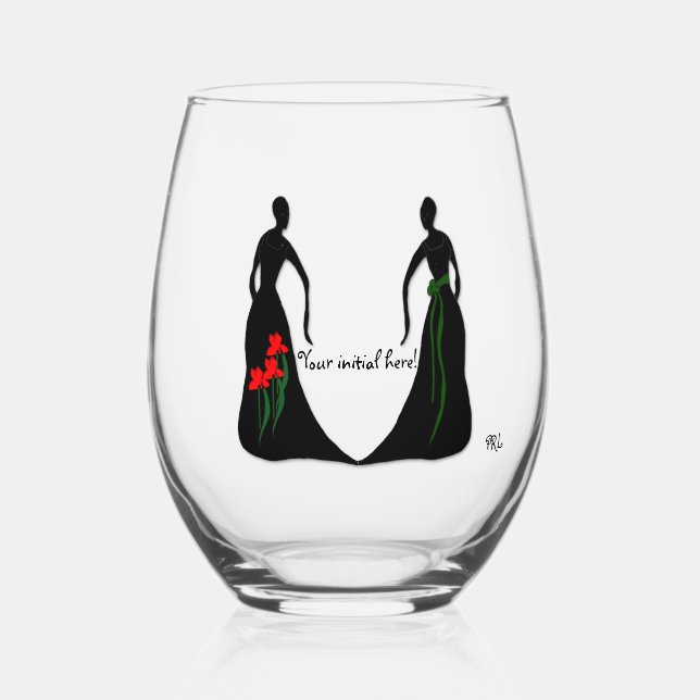 Les Femmes 16 oz. Stemless Wine Glass Personalized (Front)