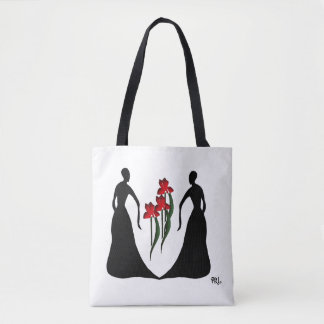 Les Femmes Bold Red Irises Personalized Tote Bag