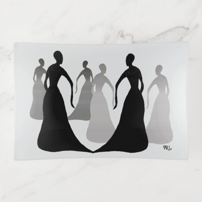 Les Femmes Gray Trinket Tray (Front)