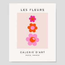 Les Fleurs 01 Retro Floral Pink And Orange Flowers Poster