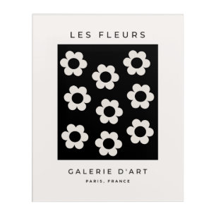 Les Fleurs 02 Black And White Floral Retro Flowers Acrylic Print