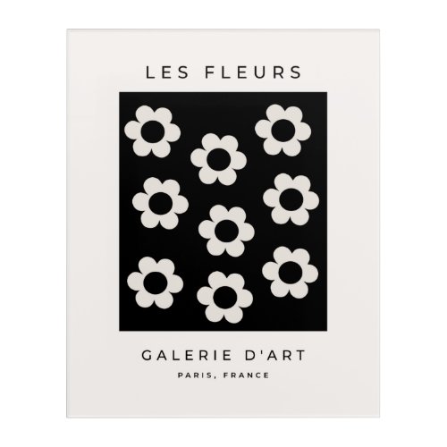 Les Fleurs 02 Black And White Floral Retro Flowers Acrylic Print