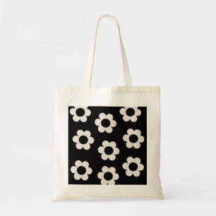Les Fleurs 02 Black And White Floral Retro Flowers Tote Bag