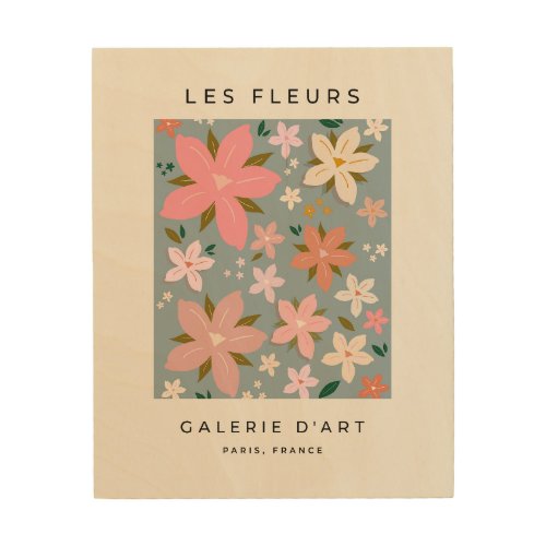 Les Fleurs 06 Flower Pattern Blue And Blush Floral Wood Wall Art