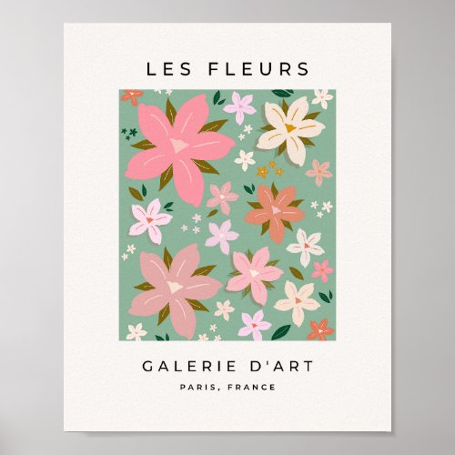 Les Fleurs 07 Abstract Flowers Green Blush Floral Poster