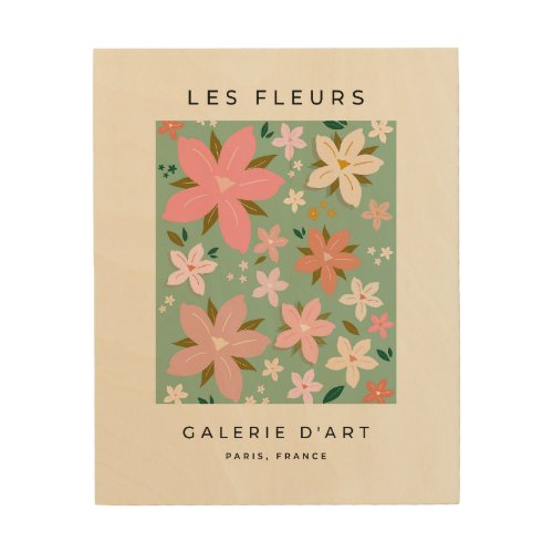 Les Fleurs 07 Abstract Flowers Green Blush Floral Wood Wall Art