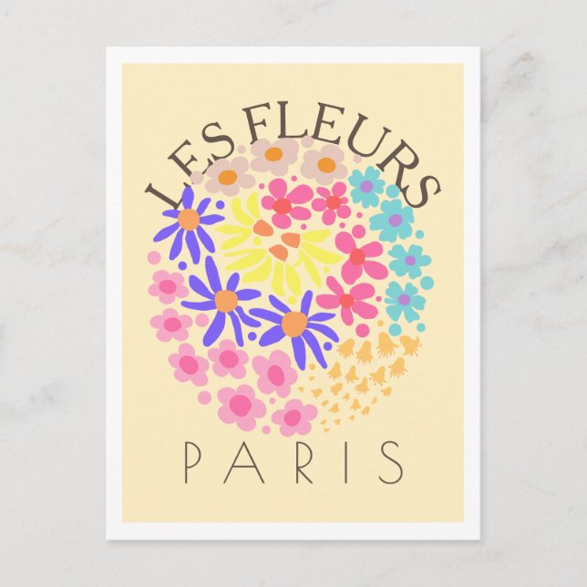 Les Fleurs Paris Colorful Postcard (Front)