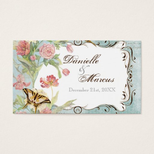 Customizable Les Fleurs Peony Rose Tulip Floral Flowers Wedding Business Card Template