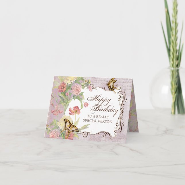 Les Fleurs Peony Rose Tulip Floral Flowers Wedding Card (Front)