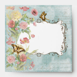 Les Fleurs Peony Rose Tulip Floral Flowers Wedding Envelope