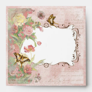 Les Fleurs Peony Rose Tulip Floral Flowers Wedding Envelope