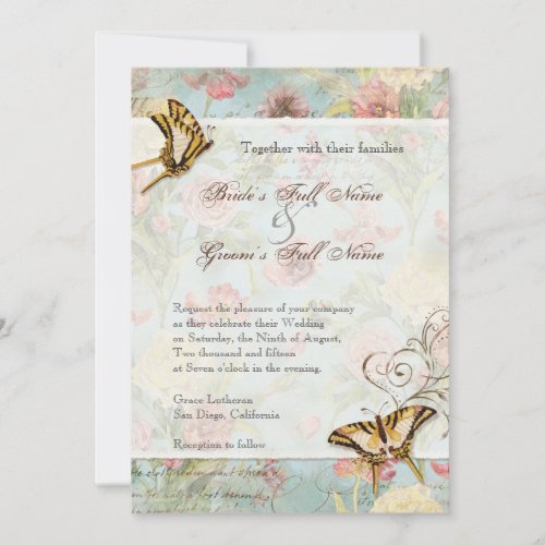 Les Fleurs Peony Rose Tulip Floral Flowers Wedding Personalized Announcement