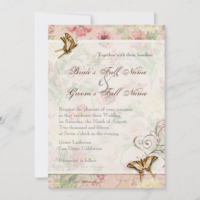 Les Fleurs Peony Rose Tulip Floral Flowers Wedding Invitation (Front)