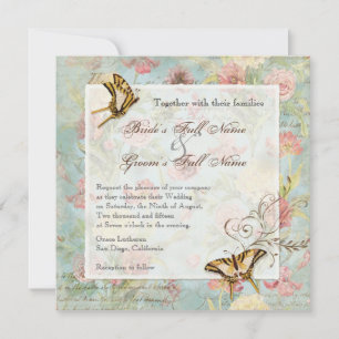 Les Fleurs Peony Rose Tulip Floral Flowers Wedding Invitation