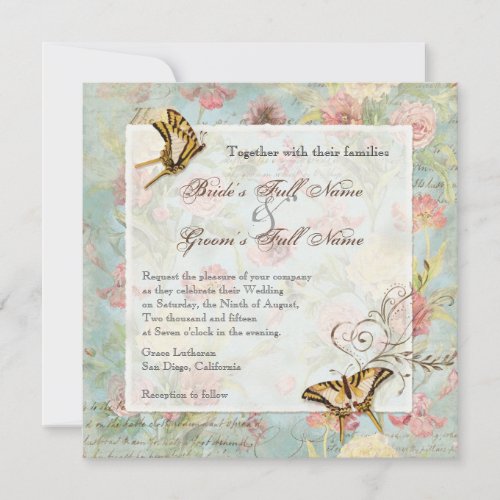 Les Fleurs Peony Rose Tulip Floral Flowers Wedding Custom Invitation