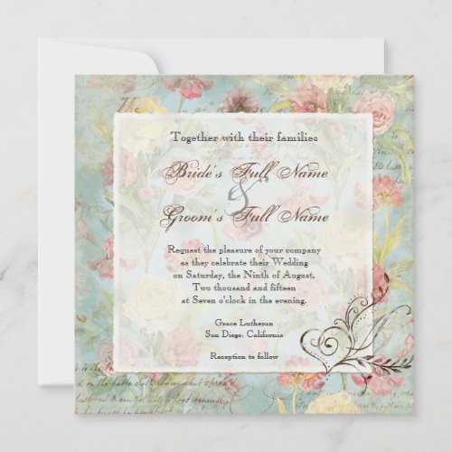 Les Fleurs Peony Rose Tulip Floral Flowers Wedding Personalized Invite