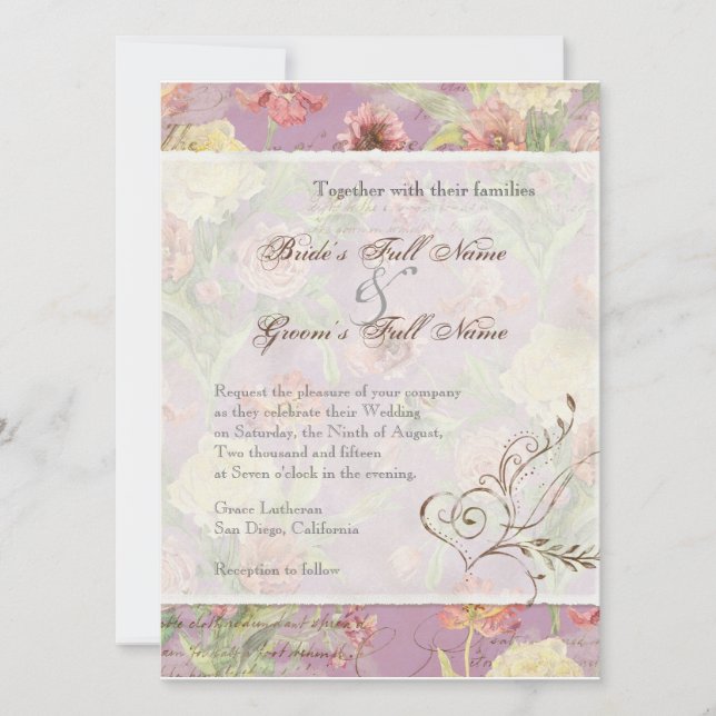 Les Fleurs Peony Rose Tulip Floral Flowers Wedding Invitation (Front)