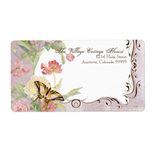 Les Fleurs Peony Rose Tulip Floral Flowers Wedding Label