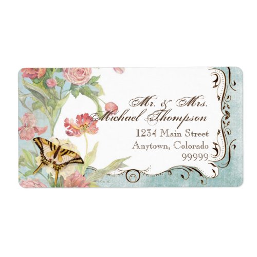 Les Fleurs Peony Rose Tulip Floral Flowers Wedding Label