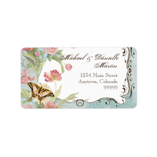 Les Fleurs Peony Rose Tulip Floral Flowers Wedding Label