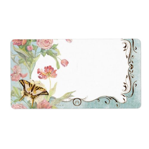 Les Fleurs Peony Rose Tulip Floral Flowers Wedding Label
