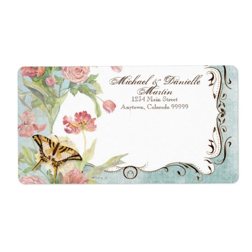 Les Fleurs Peony Rose Tulip Floral Flowers Wedding Label