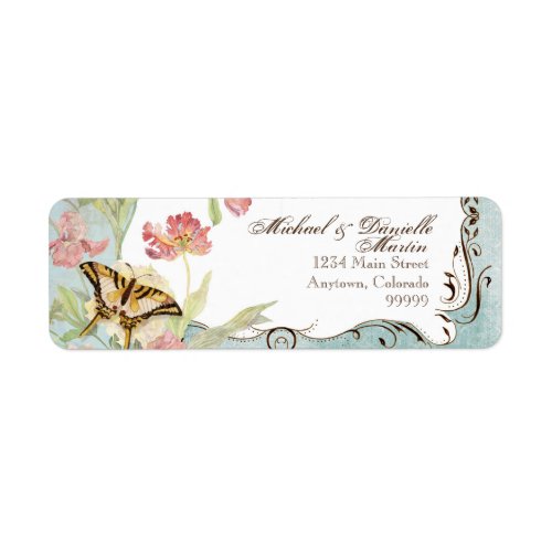 Les Fleurs Peony Rose Tulip Floral Flowers Wedding Label