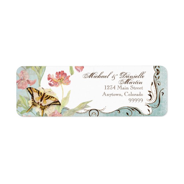 Les Fleurs Peony Rose Tulip Floral Flowers Wedding Label (Front)