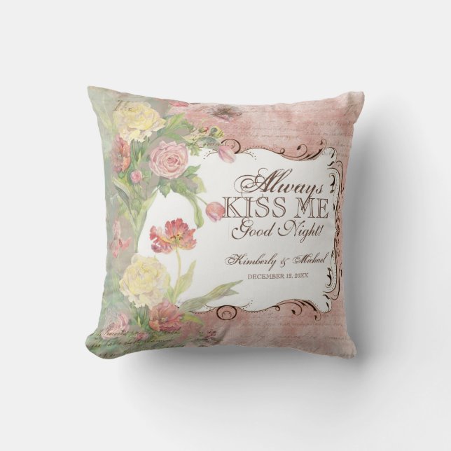 Les Fleurs Peony Rose Tulip Iris Floral Flowers Throw Pillow (Front)