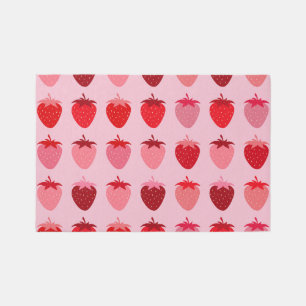 Les Fraises 01 Pink And Red Preppy Strawberries Rug