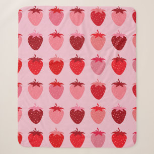 Les Fraises 01 Pink And Red Preppy Strawberries Sherpa Blanket