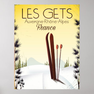 Les Gets France ski travel poster