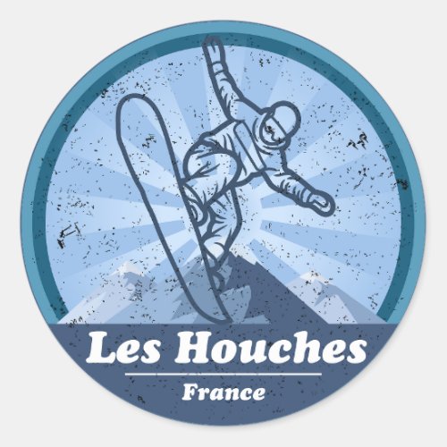 Les Houches Ski resort _ Snowboard Classic Round Sticker