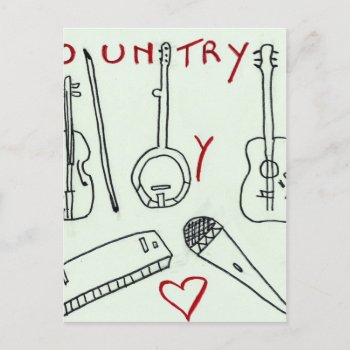 Les Instruments De La Musique Country.jpg Postcard by LABOUTIQUEJMJ at Zazzle