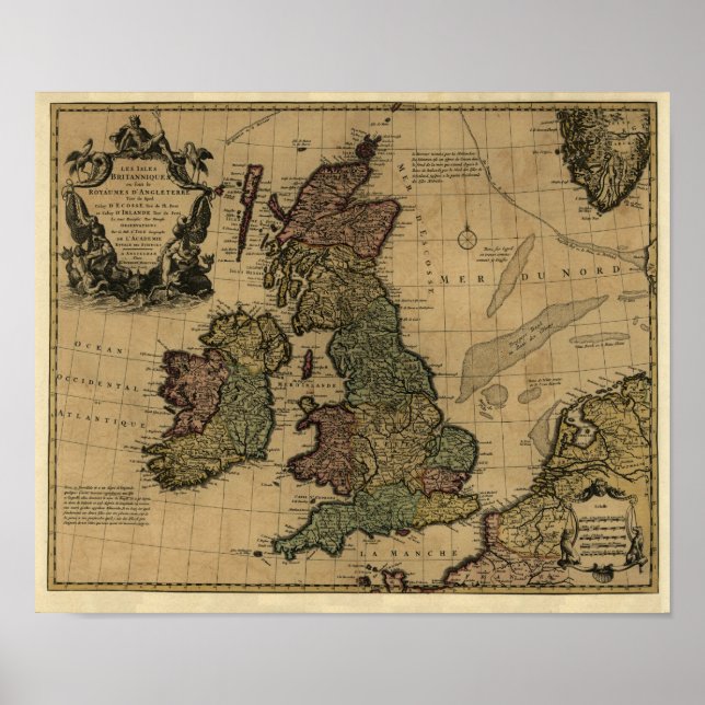 Les Isles Britanniques, 1700's Map - Customized Poster (Front)