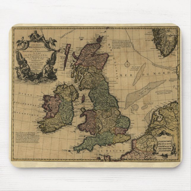 Les Isles Britanniques, 1700's Map Mouse Pad (Front)