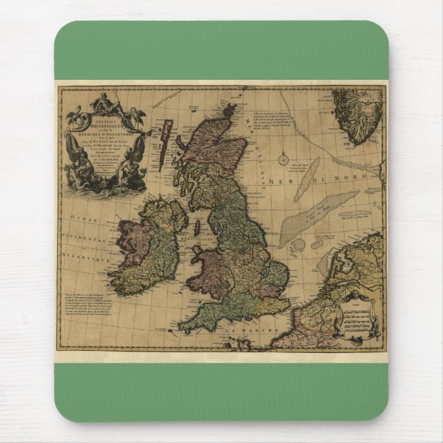 Les Isles Britanniques, 1700's Map Mouse Pad (Front)