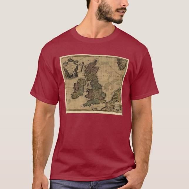 Les Isles Britanniques, 1700's Map T-Shirt (Front)