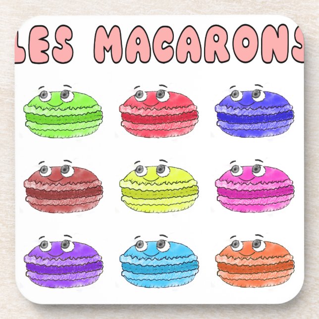 Les Macarons Cute Cartoon Beverage Coaster (Front)