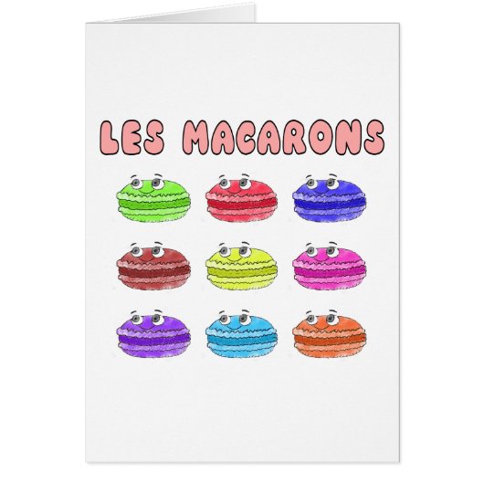 Les Macarons Cute Cartoon Cards (Front)