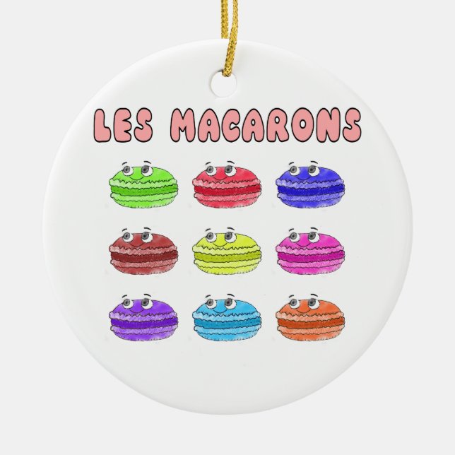 Les Macarons Cute Cartoon Ceramic Ornament (Front)