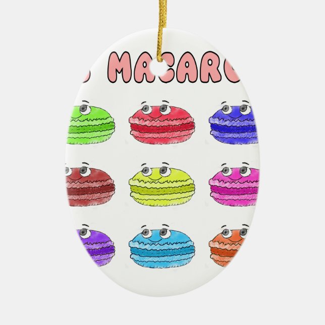 Les Macarons Cute Cartoon Ceramic Ornament (Front)
