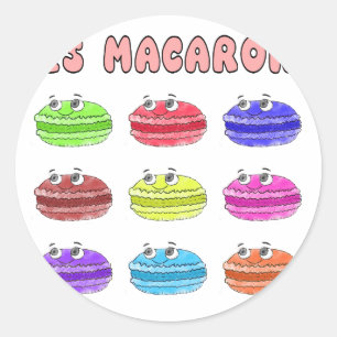 Les Macarons Cute Cartoon Classic Round Sticker