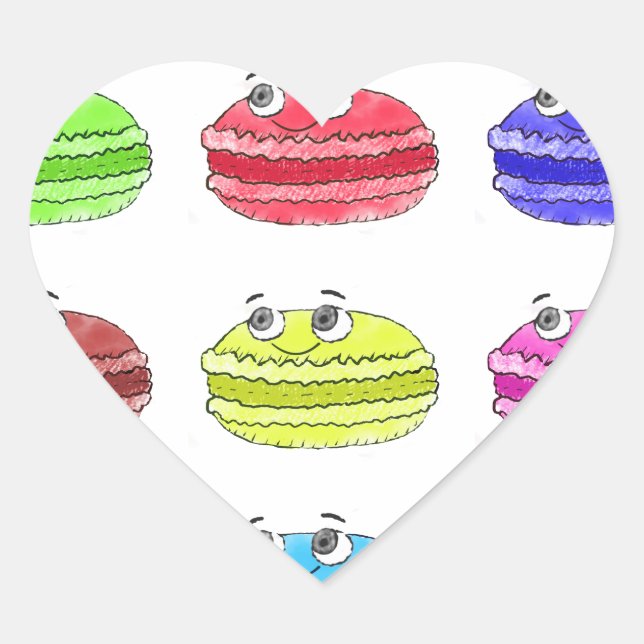 Les Macarons Cute Cartoon Heart Sticker (Front)