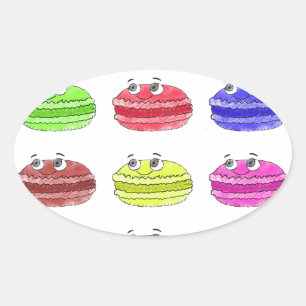 Les Macarons Cute Cartoon Oval Sticker