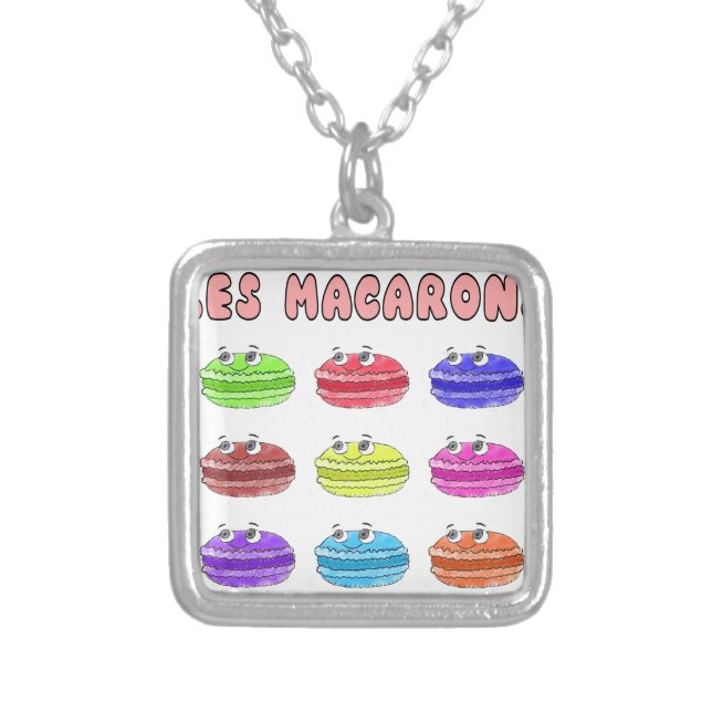 Les Macarons Cute Cartoon Silver Plated Necklace (Front)