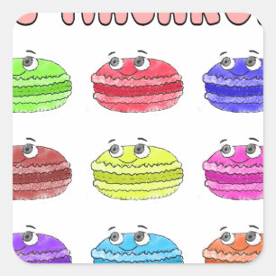 Les Macarons Cute Cartoon Square Sticker